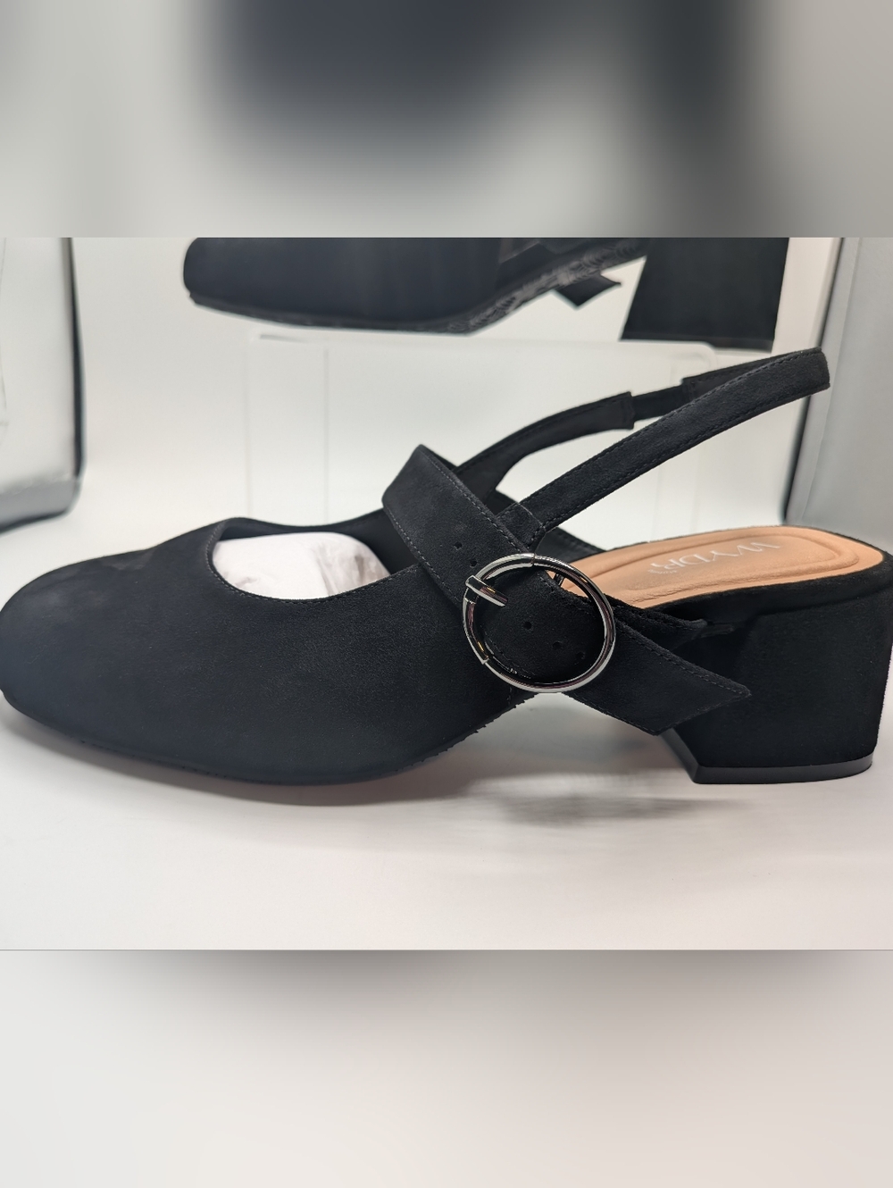 Slingback Mary Jane -NWB-9WW SUEDE Black - Picture 7 of 15